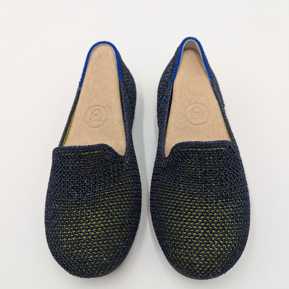 Rothy’s Girls Loafer Night Sparkle Navy Blue Metallic Slip On Kids Shoes Size 10 - Picture 2 of 7